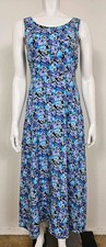 VTG All That Jazz Womens Dress Size 7/8 Sleeveless Floral Tank Rayon Blue Purple