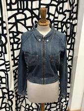 LEVI'S 70300 Medium Engineered Denim Cropped Elasticated Y2K Jean Jacket Zip-up