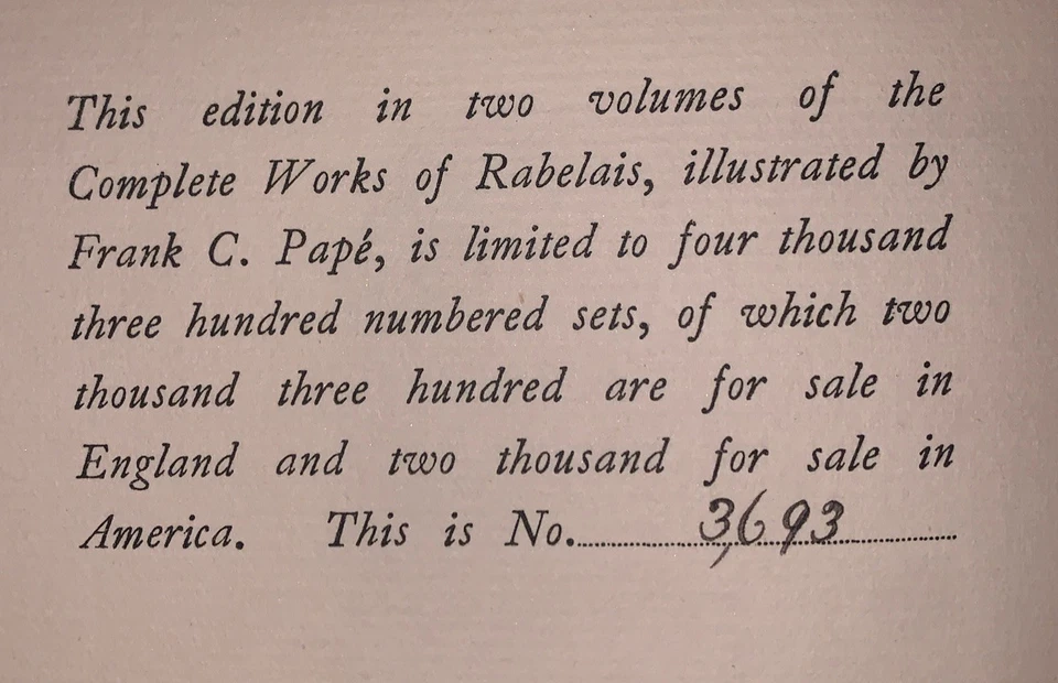 1927, LIMITED EDITION, THE COMPLETE WORKS OF FRANCOIS RABELAIS, FRANK C. PAPE - Image 3 of 4