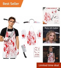 Unisex Lightweight Halloween Butcher Costume Set - 5 Essential Pieces
