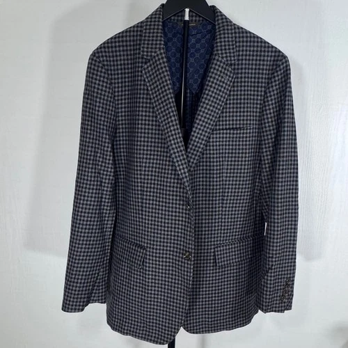 Tasso Elba Blazer Men Gray Plaid Two Button Wool Blend Sport Coat Size XL image 10