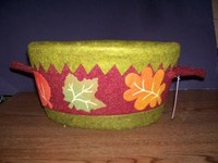 Autumn Cloth Covered Basket Decorative Leaf Design Autumn Cloth Covered Basket Decorative Leaf Design