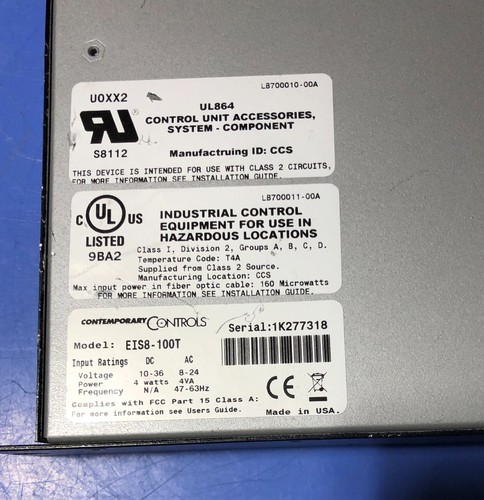 CTRLink CONTEMPORARY CONTROLS 8 Port Ethernet Switching Hub UL-864 - JV J2C. B1 - Picture 4 of 6
