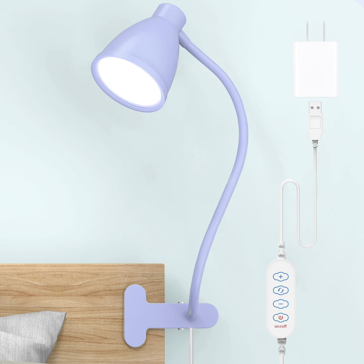 Desk Lamp with Clamp, 10W 38 LED Clip on Light, 3 Color 10 Brightness Auto off T