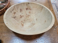 Vintage signed hand turned rustic wooden bowl, out of round, signed B. H.