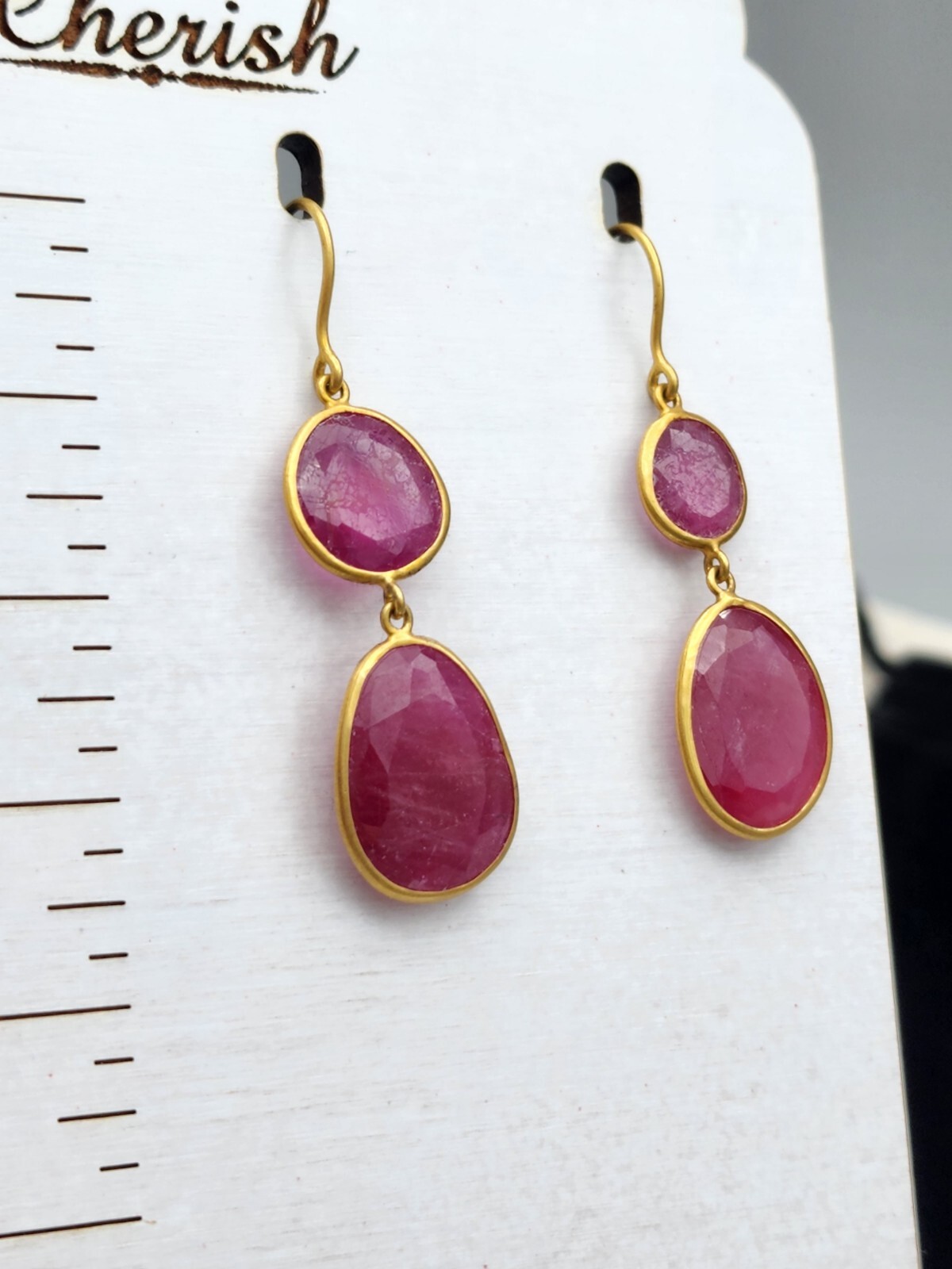 PIPPA SMALL London Solid 18K Faceted Ruby Double … - image 7