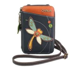 Chala Dragonfly Faux Leather Wallet Crossbody Bag (Navy) NWT