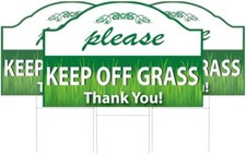 3X Double Sided 8x12 Please Keep Off Grass Sign with Stake - No Dog colorfull