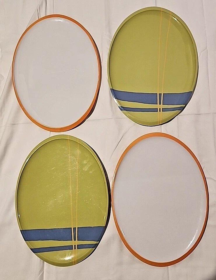 MCM Zak Design Vintage Melamine Oval Plates 4 Orange Green Blue 98070 - Image 2 of 4
