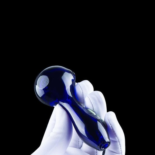 4" Blue Glass Pipe Glow in the dark Frog Pyrex Hand Spoon Tobacco Pipes Handmade - Picture 3 of 7