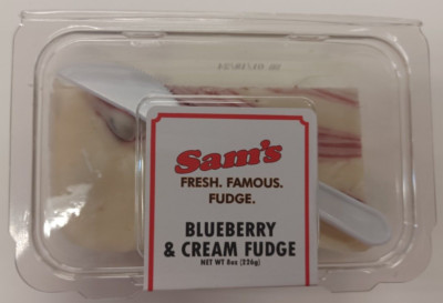 Blueberry & Cream Sams Fresh Famous Fudge (3) 8 oz Containers Free Shipping