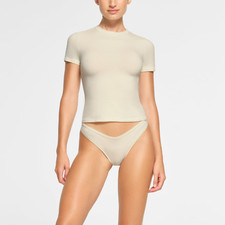 Skims Cotton Jersey T-Shirt in Bone, Size Medium