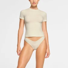 Skims Cotton Jersey T-Shirt in Bone, Size Medium