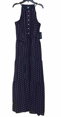 Tommy Hilfiger Womens Bella Floral-print Halter Midi Dress - Sky Captain Multi