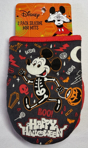 DISNEY MINI GUANTI DA FORNO (2) SILICONE HAPPY HALLOWEEN 100% COTONE NUOVI CON ETICHETTE - Foto 1 di 2