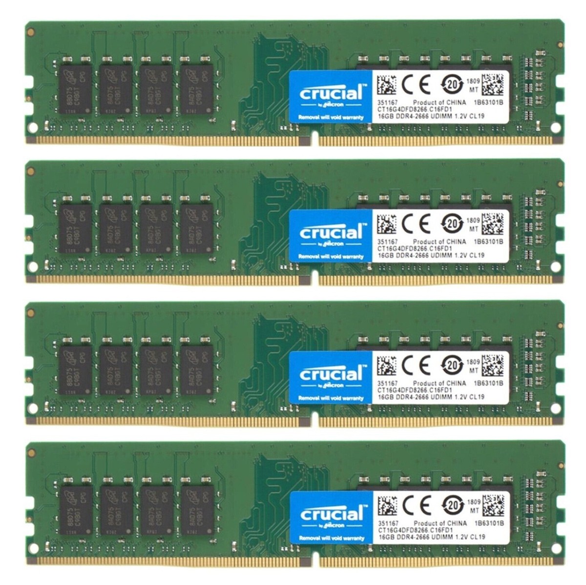 Crucial DDR4-2666 16GB×4 メモリ 64GB New Crucial 64GB (4X16GB) DDR4 2666MHz PC4-21300 UDIMM Memory Ram