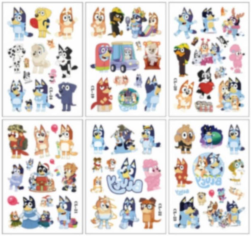 12 Sheets Blue Dog Temporary Stickers for Party Favors, Cute Theme Dog Sticke... - Picture 7 of 12