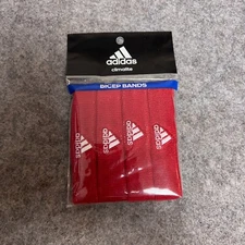 Adidas Mens Arm Band Bicep Pack of 4 Red White Sports Logo Gym Sweatband NWT