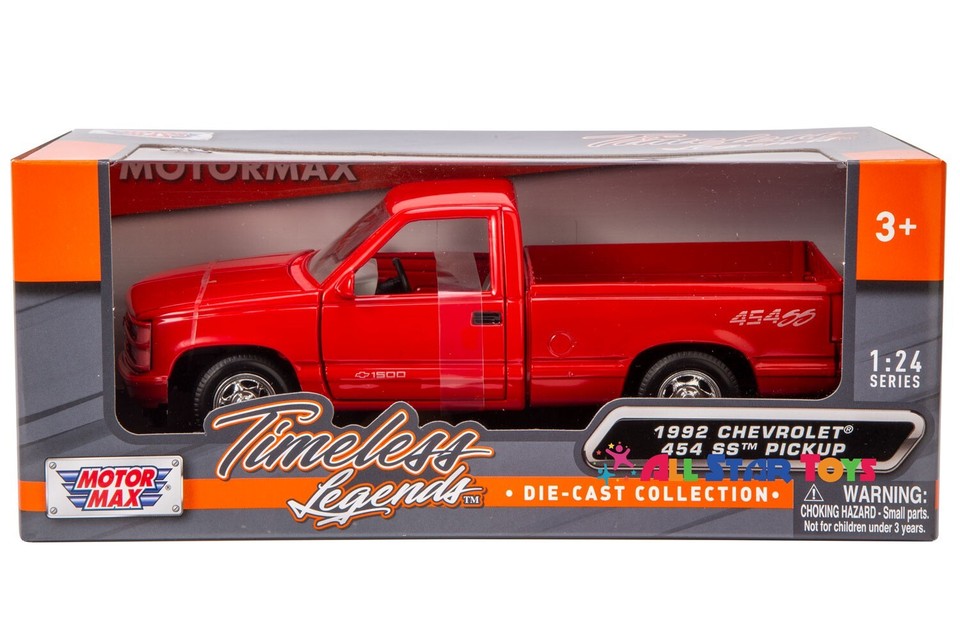 Modellino Chevrolet 454 SS Pickup 1992 | 1:24 Diecast Motormax 73203 Bianco