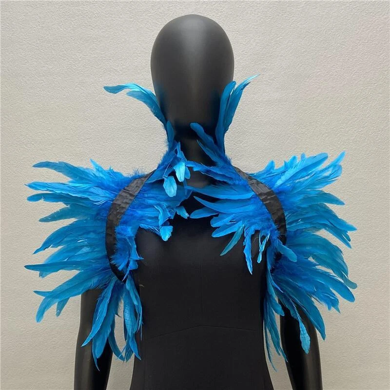 Nuevo Halloween Mujeres Pluma Encogerse de hombros Mantón Envolvente para el Hombro Capa Cuello Gótico Varios Foto 3 de 4