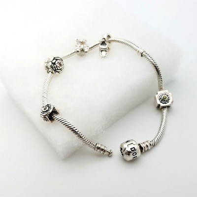 Sterling Silver 925 Wine Tea Coffee Lover Charms Bar Theme Bracelet  Italy