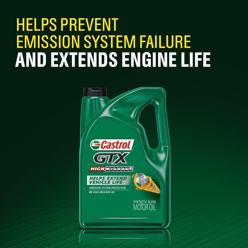 Castrol 03102 GTX High Mileage 5W-30 Synthetic Blend Motor Oil, 5 Quart - Picture 7 of 8