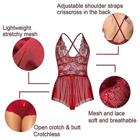 Crotchless Lace Teddy Lingerie Exotic Lingerie for Women Boudoir Outfit US STOCK