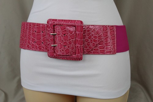 Women Light Pink Color Wide Elastic Band Casual Fashion Day Belt Hip Waist M L - Afbeelding 1 van 12