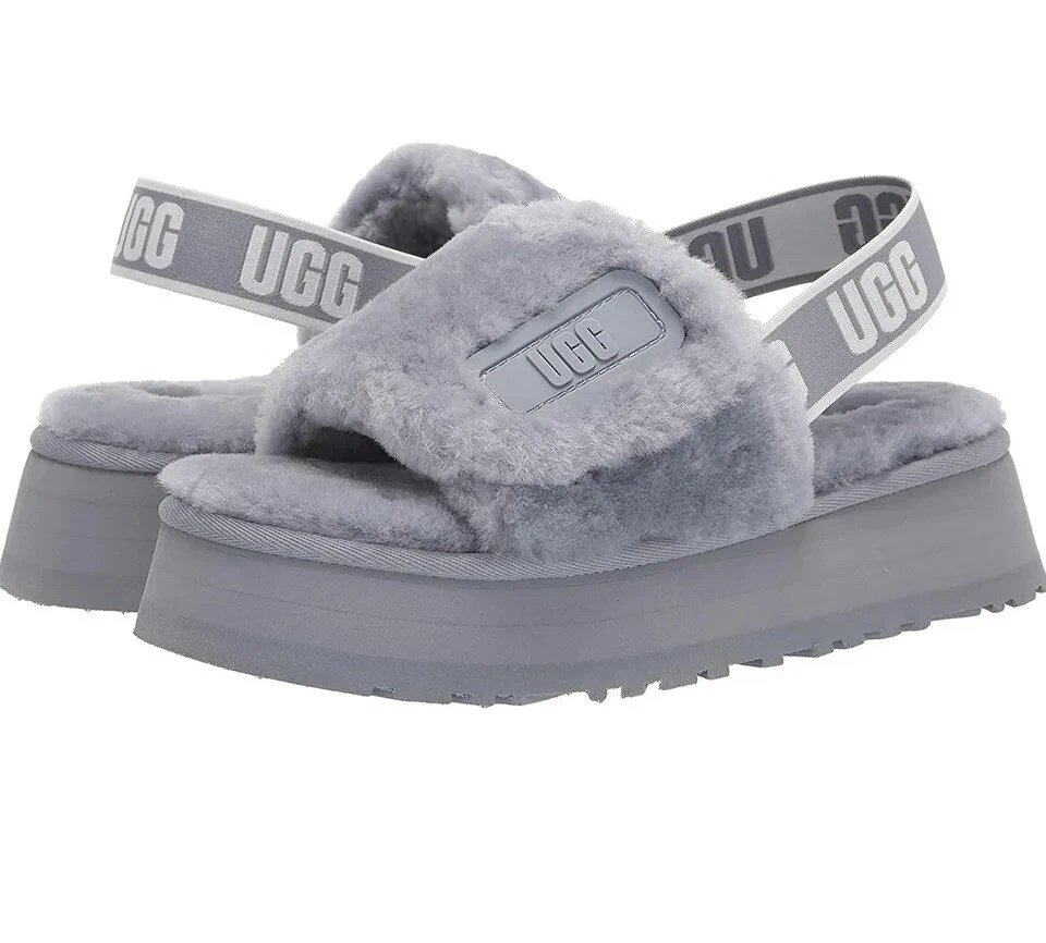 Authentic UGG Women s Disco Slide Slippers Sandals Shoes Ash Fog Gray Size 9