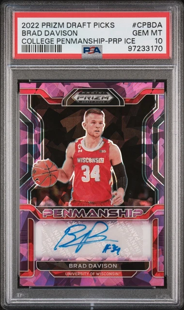 2022 Prizm Draft Picks Brad Davison #CPBDA Purple Ice Auto PSA 10 #99/99 Pop 1
