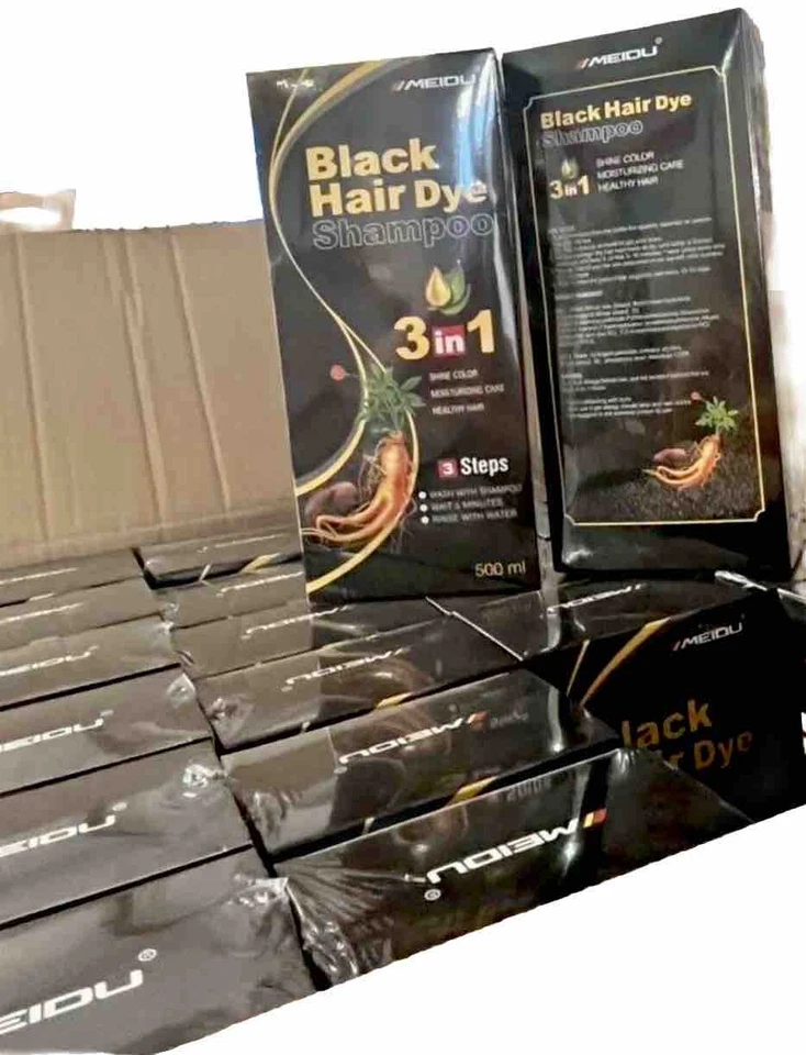 18pcs MEIDU Hair Dye BLACK Color Shampoo 500mL Ea+FREE SHIPPING+US SELLER - Image 2 of 4