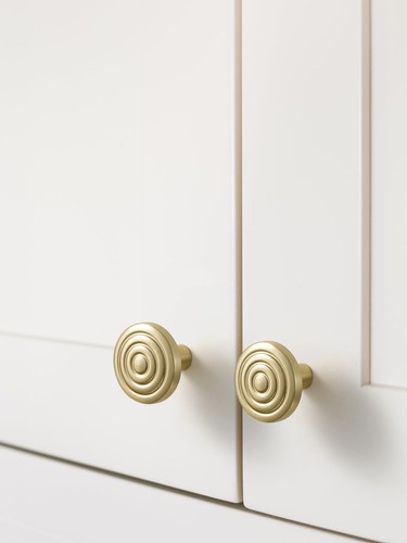 2 Pack Gold Cabinet Knobs Round Brushed Brass Drawer Pulls Circle Bathroom Dr... - Picture 5 of 7
