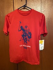 Boy  s US Polo Assn. L 10-12 Rash Guard Engine Red UPF 50 Ultra Violet Protection