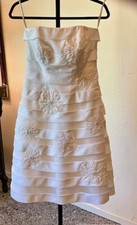 David's Bridal  Knee Length Taffeta Wedding Dress