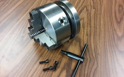 6'' 3-JAW SELF-CENTERING LATHE CHUCK top & bottom jaws w. 2-1/4''-8 daptor plate