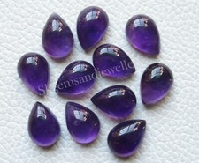 Natural Amethyst 10X14 mm Pear Cabochon Wholesale Lot 20 pcs Loose Gemstone