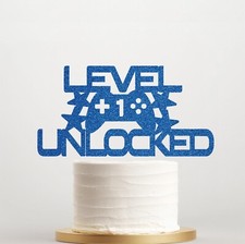 Personalised Level Unlocked Birthday Cake Topper Any Age Party Game Decor