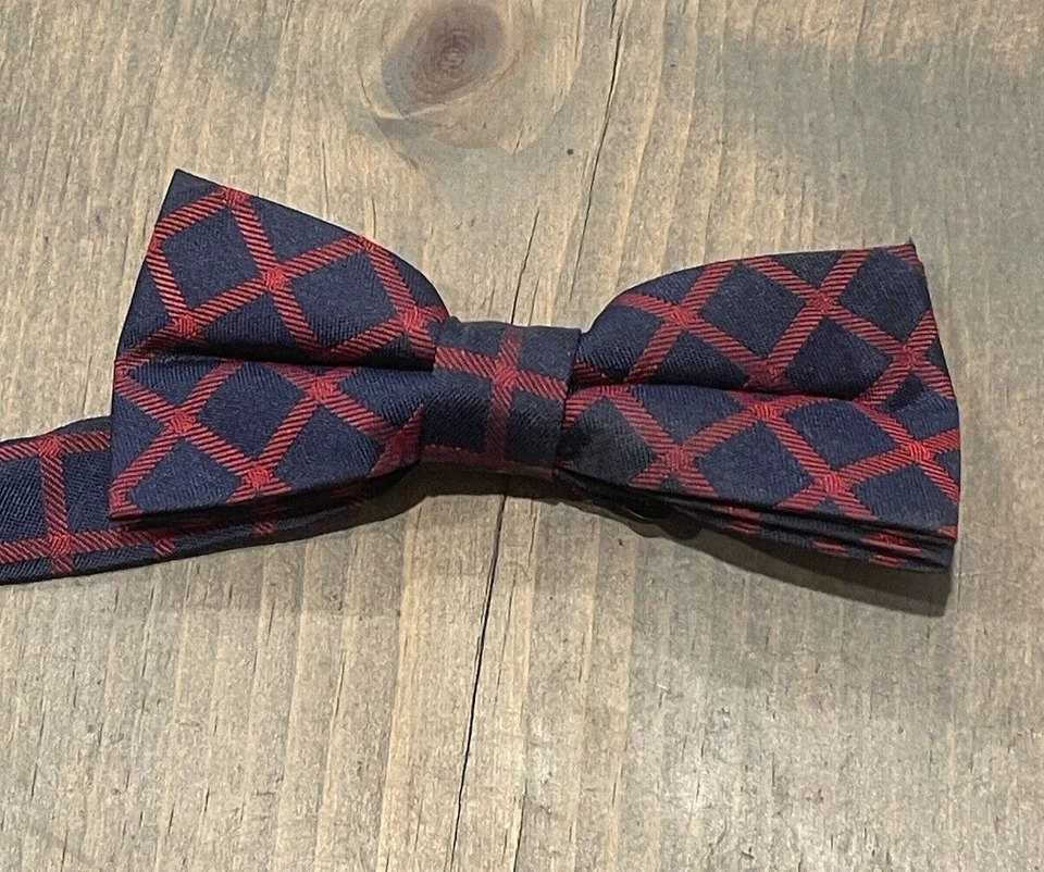 Pajarita a cuadros Nordstrom para niño azul marino y rojo fiesta boda talla única 100 % seda Foto 2 de 4
