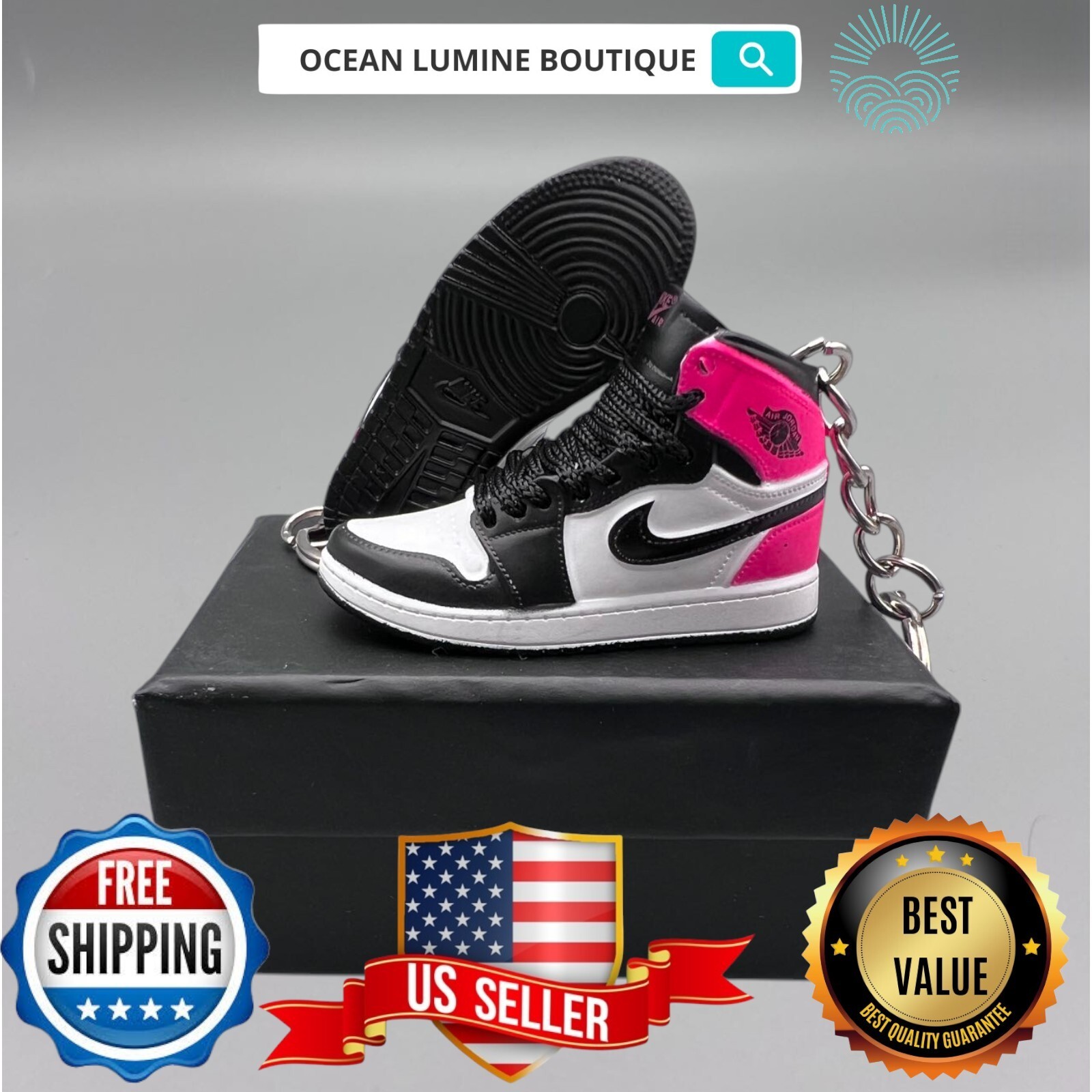 Air Jordan 3D Mini Sneaker Keychain, Basketball Sneaker Collectible, Box Options