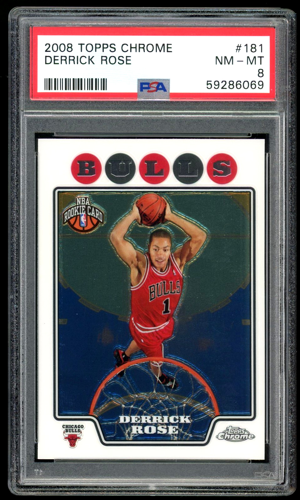 2008 TOPPS CHROME #181 DERRICK ROSE PSA 8