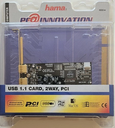 2fach USB 1.1 PCI Karte Plug n' Play Windows 98/Me/2000/XP Mac OS 8.6 Neu OVP