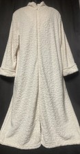 Oscar de la Renta Womens L / XL IFleece Zip Up Long Robe Pockets Ivory