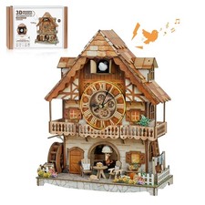 3D Puzzles for Adults-Cuckoo Clock, Swiss Country Cottage Clock Kit with Pendul