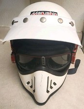 Casco Marushin Snell MG-MOTO Moto Cross Casco Blanco De Colección Grande 1980