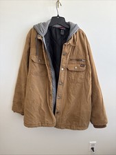 Dickies Jacket Mens 2XL Brown Quilt Lined Hoodie Chore Field Barn Work Coat Zip