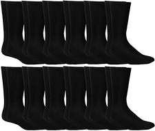 12 PK Yacht Smith Kids Premium Cotton Crew Socks Black Size 6-8 Boys Crew Sock