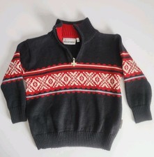 Vintage Kids Swiss Alp Fantasy 50 Wool 1/4 Zip Sweater Size Kids 104 about a 4T