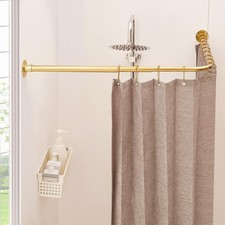 L Shaped Shower Curtain Rod, 24"-47.6" x 24"-47.6" Dual-Slide Corner 90 D...
