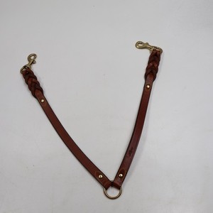 Easy Touch Leather Dog Leash Coupler Splitter Dual Lead for Two Dogs Brown Brass