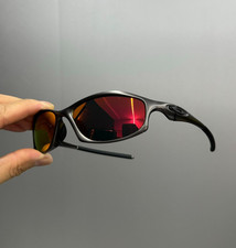Vintage Y2K Oakley X-Metal Hatchet Polarized Sunglasses Ruby Lens Gray Frame